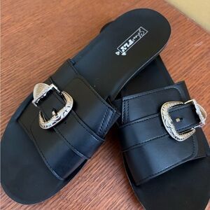 Elegant Black Buckle Sandals